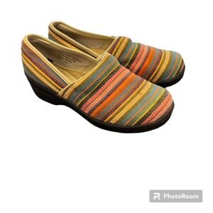 Ingaro Women's Brandy Canvas Clog Slip On Multi Color Stripe Size 6.5